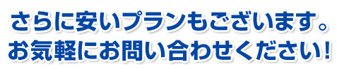 さらに安いプランもございます。お気軽にお問い合わせください！